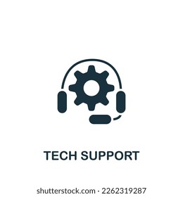 Tech support icon. Monochrome simple sign from engineering collection. Tech support icon for logo, templates, web design and infographics.