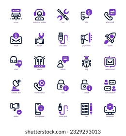 Tech Support Icon pack for your website design, logo, app, and user interface. Tech Support Icon mixed line and solid design. Vector graphics illustration and editable stroke.