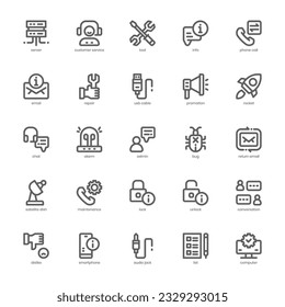 Tech Support Icon pack for your website design, logo, app, and user interface. Tech Support Icon outline design. Vector graphics illustration and editable stroke.