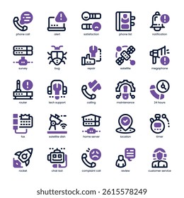 Tech Support Icon pack for your website, mobile, presentation, and logo design. Tech Support Icon dual tone design. Vector graphics illustration and editable stroke.