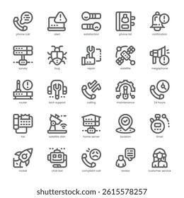 Tech Support Icon pack for your website, mobile, presentation, and logo design. Tech Support Icon outline design. Vector graphics illustration and editable stroke.