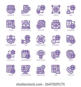 Tech Support Icon pack for your website, mobile, presentation, and logo design. Tech Support Icon line basic color design. Vector graphics illustration and editable stroke.