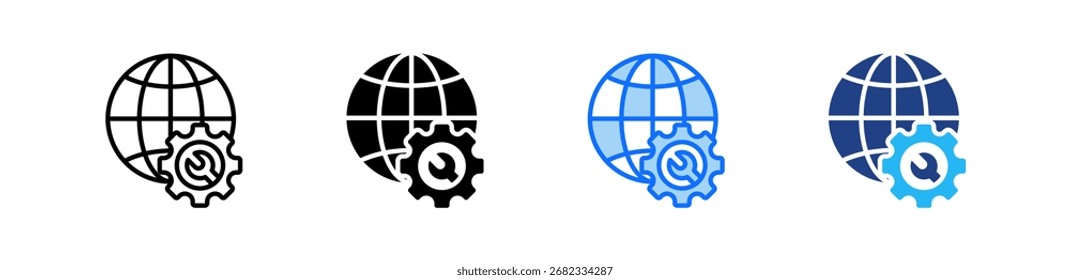 Conjunto de ícones de suporte técnico para coleção de vários estilos