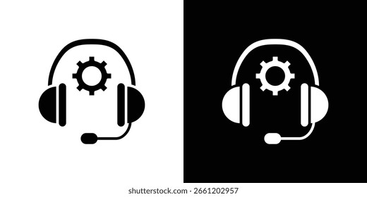Symbol des technischen Supports in schwarz-weißer Farbe. Silhouette Styles.