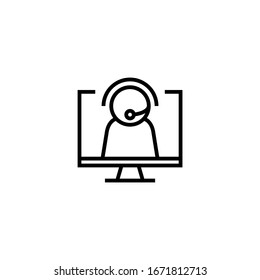 Tech support icon vector in linear, outline icon isolated on white background