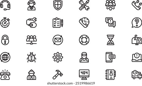 Tech support icons High-Quality Vector Icons Collection with Editable Stroke. Ideal for Professional and Creative Projects.