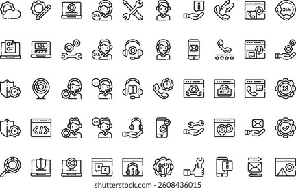 Tech support icons High-Quality Vector Icons Collection with Editable Stroke. Ideal for Professional and Creative Projects