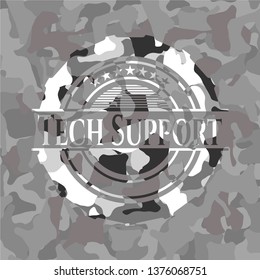 Tech Support on grey camouflage texture