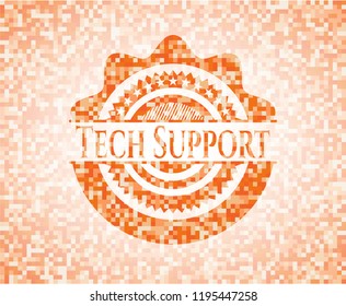 Tech Support orange mosaic emblem with background