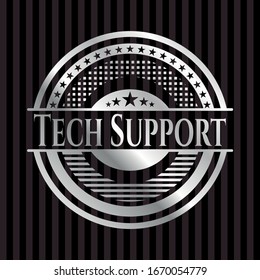 Tech Support silver shiny badge. Vector Illustration. Mosaic.