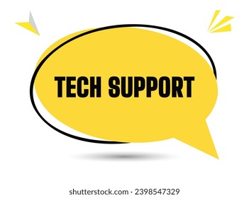 Tech Support speech bubble text. Hi There on bright color for Sticker, Banner and Poster. vector illustration.