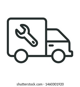 Tech Support Truck - Minimal Line Web Icon. Simple Vector Illustration. Concept For Infographic, Website Or App.