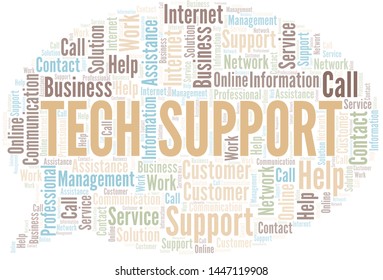 Tech Support word cloud vector made with text only