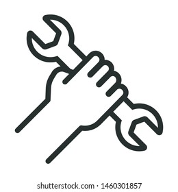 tech support, wrench - minimal line web icon. simple vector illustration. concept for infographic, website or app.