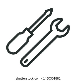 tech support, wrench - minimal line web icon. simple vector illustration. concept for infographic, website or app.