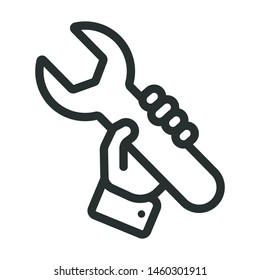 tech support, wrench - minimal line web icon. simple vector illustration. concept for infographic, website or app.