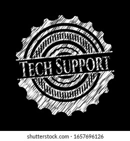 Tech Support written on a chalkboard. Vector Illustration. Detailed.