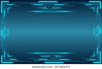Tech technology futuristic modern HUD neon blue abstract frame template background design and illustration