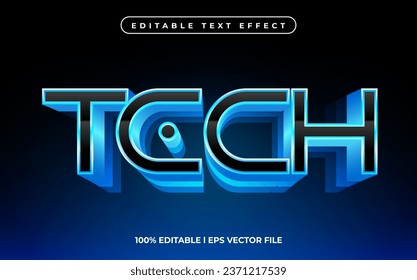 Tech text effect editable video cover and banner text style, 3d typography template