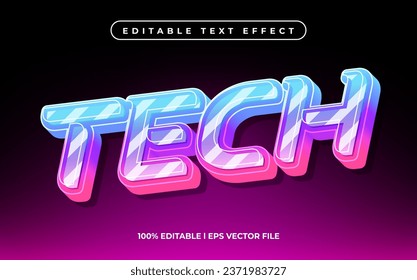 tech text effect editable video cover and banner text style, 3d typography template