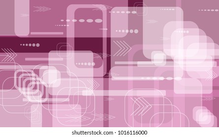 Tech Texture. Colorful Horizontal Technology Background with Frames, Squares, Dots, Arrows and Lines. Modern Abstract Texture for Web, Wallpaper, Applications. Fantastic Digital Texture. Vector.