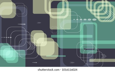 Tech Texture. Colorful Horizontal Technology Background with Frames, Squares, Dots, Arrows and Lines. Modern Abstract Texture for Wallpaper, Web, Applications. Futuristic Digital Texture. Vector.