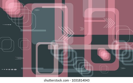 Tech Texture. Colorful Horizontal Technology Background with Frames, Squares, Dots, Arrows and Lines. Modern Abstract Texture for Wallpaper, Applications, Web. Modern Digital Texture. Vector.
