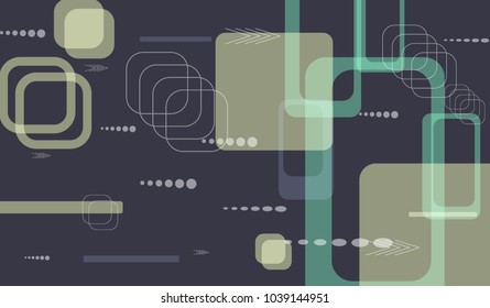Tech Texture. Colorful Horizontal Technology Background with Frames, Squares, Dots, Arrows and Lines. Modern Abstract Texture for Wallpaper, Web, Applications. Fantastic Digital Texture. Vector.