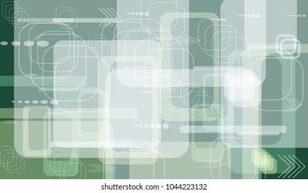 Tech Texture. Colorful Horizontal Technology Background with Frames, Squares, Dots, Arrows and Lines. Modern Abstract Texture for Web, Wallpaper, Applications. Retro Digital Texture. Vector.