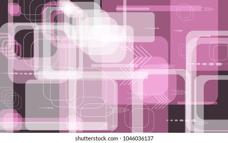Tech Texture. Colorful Horizontal Technology Background with Frames, Squares, Dots, Arrows and Lines. Modern Abstract Texture for Wallpaper, Applications, Web. Fantastic Digital Texture. Vector.