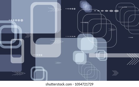 Tech Texture. Colorful Horizontal Technology Background with Frames, Squares, Dots, Arrows and Lines. Modern Abstract Texture for Wallpaper, Applications, Web. Trendy Digital Texture. Vector.