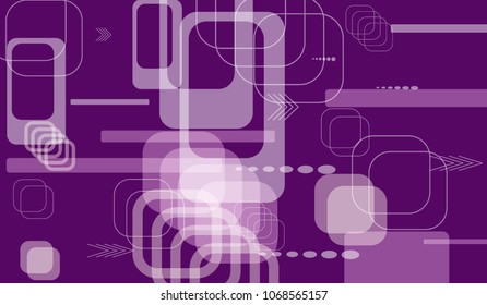 Tech Texture. Colorful Horizontal Technology Background with Frames, Squares, Dots, Arrows and Lines. Modern Abstract Texture for Wallpaper, Applications, Web. Modern Digital Texture. Vector.
