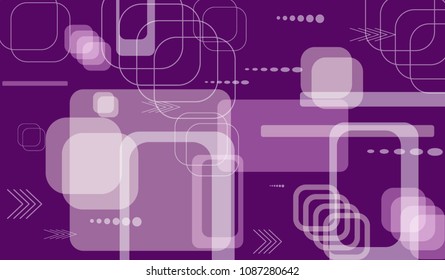Tech Texture. Colorful Horizontal Technology Background with Frames, Squares, Dots, Arrows and Lines. Modern Abstract Texture for Wallpaper, Applications, Web. Vintage Digital Texture. Vector.