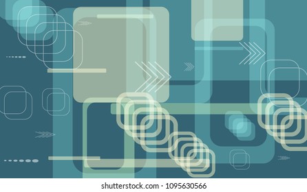 Tech Texture. Colorful Horizontal Technology Background with Frames, Squares, Dots, Arrows and Lines. Modern Abstract Texture for Web, Wallpaper, Applications. Vintage Digital Texture. Vector.