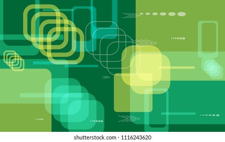 Tech Texture. Colorful Horizontal Technology Background with Frames, Squares, Dots, Arrows and Lines. Modern Abstract Texture for Wallpaper, Applications, Web. Fantastic Digital Texture. Vector.