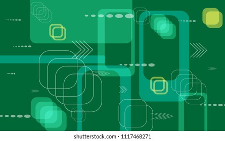 Tech Texture. Colorful Horizontal Technology Background with Frames, Squares, Dots, Arrows and Lines. Modern Abstract Texture for Web, Applications, Wallpaper. Retro Digital Texture. Vector.