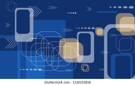 Tech Texture. Colorful Horizontal Technology Background with Frames, Squares, Dots, Arrows and Lines. Modern Abstract Texture for Web, Applications, Wallpaper. Fantastic Digital Texture. Vector.