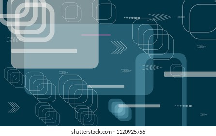Tech Texture. Colorful Horizontal Technology Background with Frames, Squares, Dots, Arrows and Lines. Modern Abstract Texture for Wallpaper, Web, Applications. Modern Digital Texture. Vector.