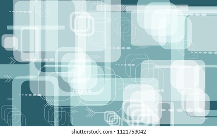 Tech Texture. Colorful Horizontal Technology Background with Frames, Squares, Dots, Arrows and Lines. Modern Abstract Texture for Web, Applications, Wallpaper. Retro Digital Texture. Vector.