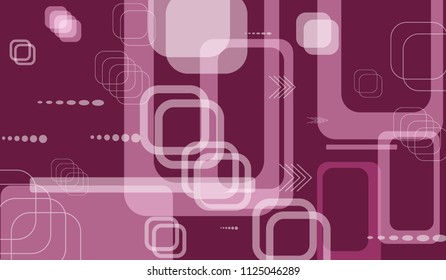 Tech Texture. Colorful Horizontal Technology Background with Frames, Squares, Dots, Arrows and Lines. Modern Abstract Texture for Web, Applications, Wallpaper. Trendy Digital Texture. Vector.