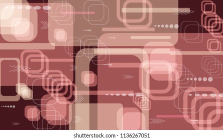 Tech Texture. Colorful Horizontal Technology Background with Frames, Squares, Dots, Arrows and Lines. Modern Abstract Texture for Web, Wallpaper, Applications. Fantastic Digital Texture. Vector.
