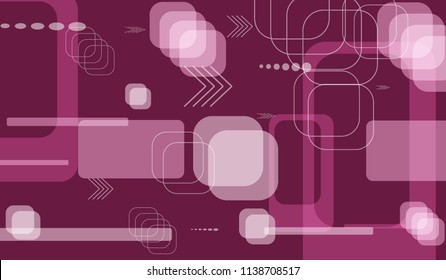 Tech Texture. Colorful Horizontal Technology Background with Frames, Squares, Dots, Arrows and Lines. Modern Abstract Texture for Web, Wallpaper, Applications. Futuristic Digital Texture. Vector.