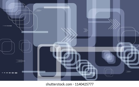 Tech Texture. Colorful Horizontal Technology Background with Frames, Squares, Dots, Arrows and Lines. Modern Abstract Texture for Wallpaper, Web, Applications. Vintage Digital Texture. Vector.