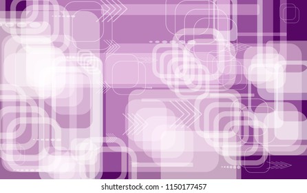 Tech Texture. Colorful Horizontal Technology Background with Frames, Squares, Dots, Arrows and Lines. Modern Abstract Texture for Web, Applications, Wallpaper. Retro Digital Texture. Vector.