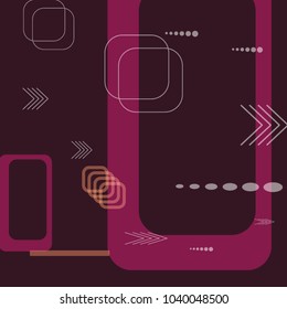 Tech Texture. Colorful Square Technology Background with Frames, Squares, Dots, Arrows and Lines. Modern Abstract Texture for Wallpaper, Web, Applications. Trendy Digital Texture. Vector.