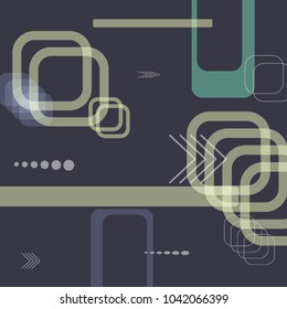 Tech Texture. Colorful Square Technology Background with Frames, Squares, Dots, Arrows and Lines. Modern Abstract Texture for Web, Wallpaper, Applications. Retro Digital Texture. Vector.