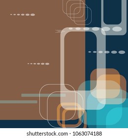 Tech Texture. Colorful Square Technology Background with Frames, Squares, Dots, Arrows and Lines. Modern Abstract Texture for Wallpaper, Web, Applications. Vintage Digital Texture. Vector.