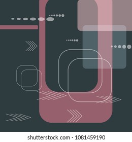 Tech Texture. Colorful Square Technology Background with Frames, Squares, Dots, Arrows and Lines. Modern Abstract Texture for Wallpaper, Applications, Web. Fantastic Digital Texture. Vector.