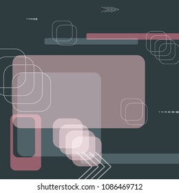 Tech Texture. Colorful Square Technology Background with Frames, Squares, Dots, Arrows and Lines. Modern Abstract Texture for Web, Applications, Wallpaper. Fantastic Digital Texture. Vector.