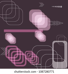 Tech Texture. Colorful Square Technology Background with Frames, Squares, Dots, Arrows and Lines. Modern Abstract Texture for Web, Applications, Wallpaper. Trendy Digital Texture. Vector.